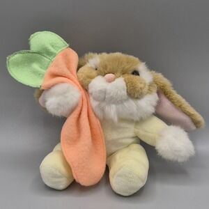 Commonwealth Bunny Rabbit Squeaker Yellow Pajamas Plush Carrot Blanket Orange 7"